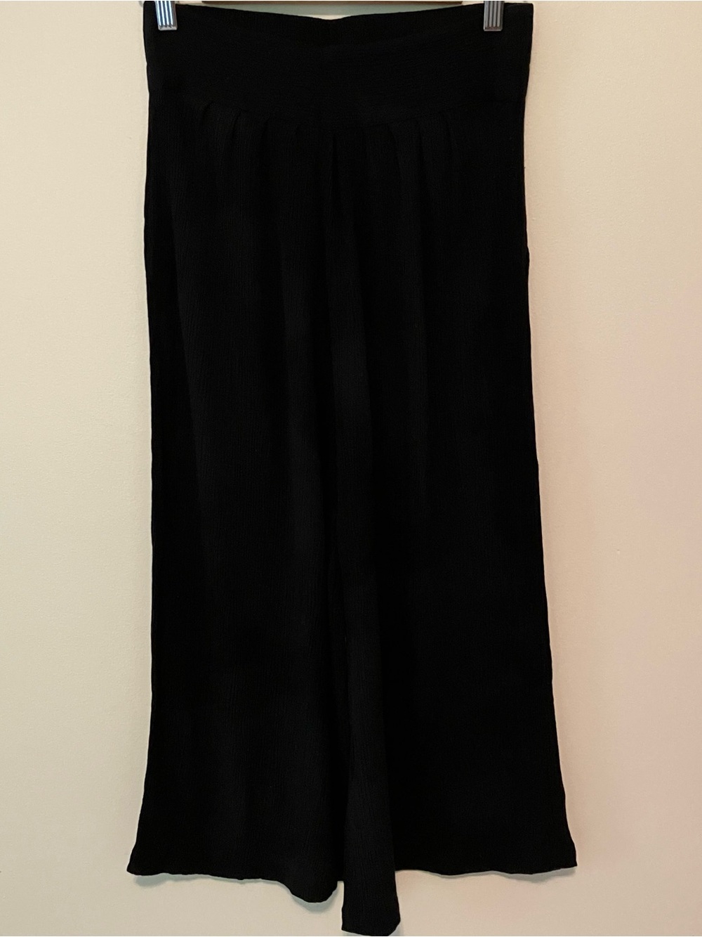 VTG Women’s Black M Gaucho Pants Cropped Wide Leg Micropleats Palazzo Pull On
